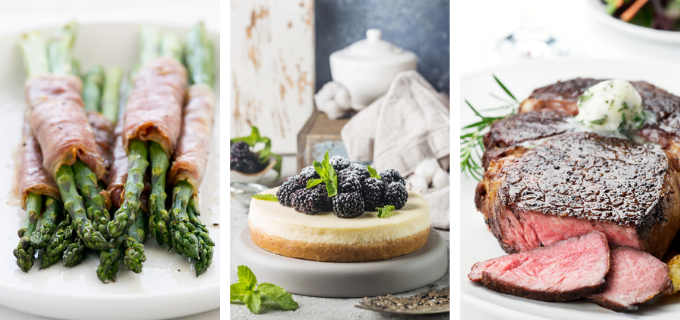 Three-Keto-Foods-Asparagus-Steak-and-Cheesecake