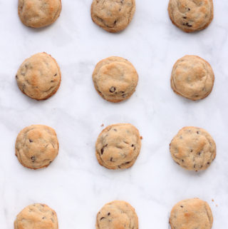 Keto Chocolate Chip Cookies On Marble Counter