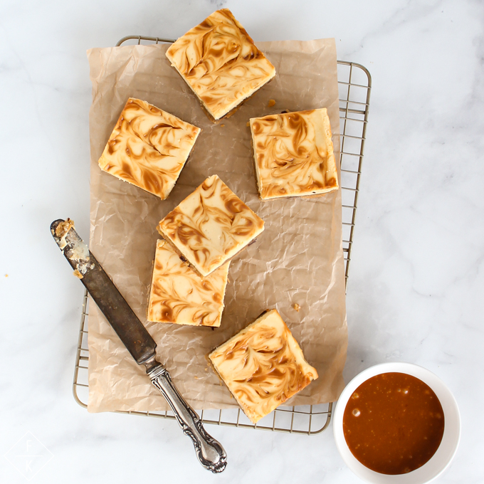 Keto Salted Caramel Cheesecake Blondie Bars