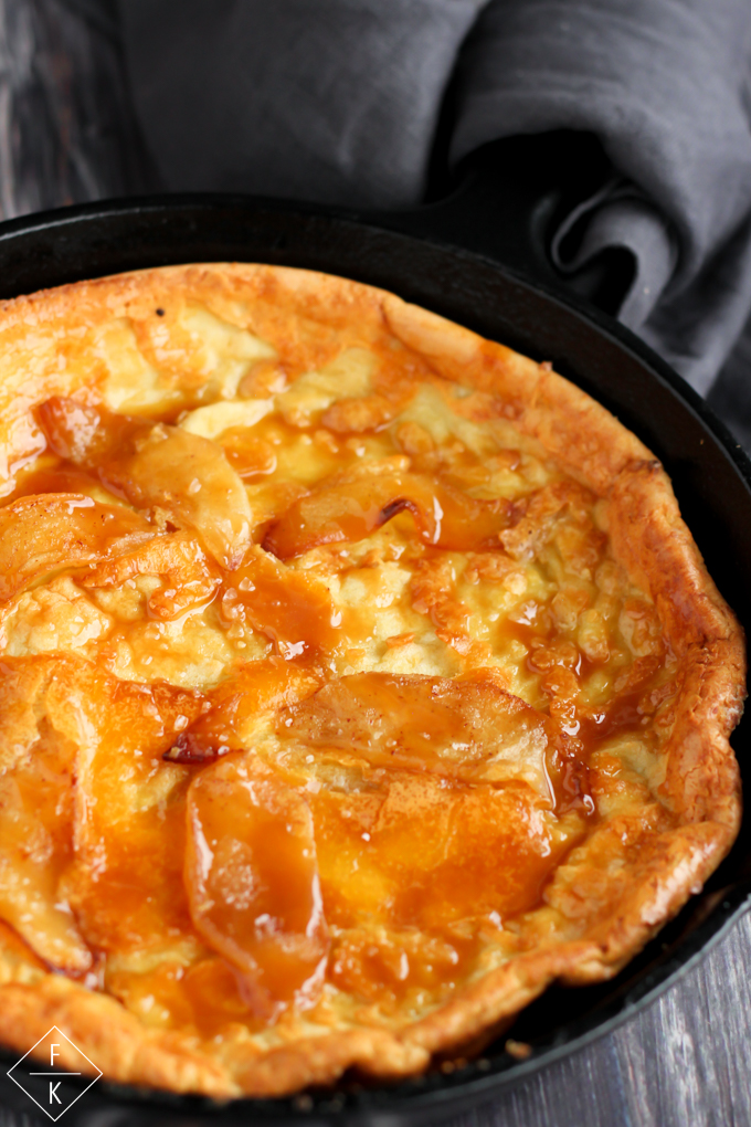 Keto Apple Dutch Baby With Salted Caramel Sauce
