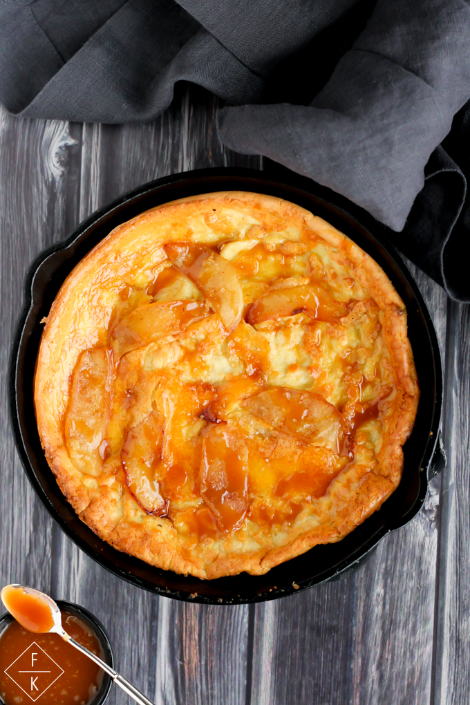 Keto Apple Dutch Baby With Keto Salted Caramel Sauce