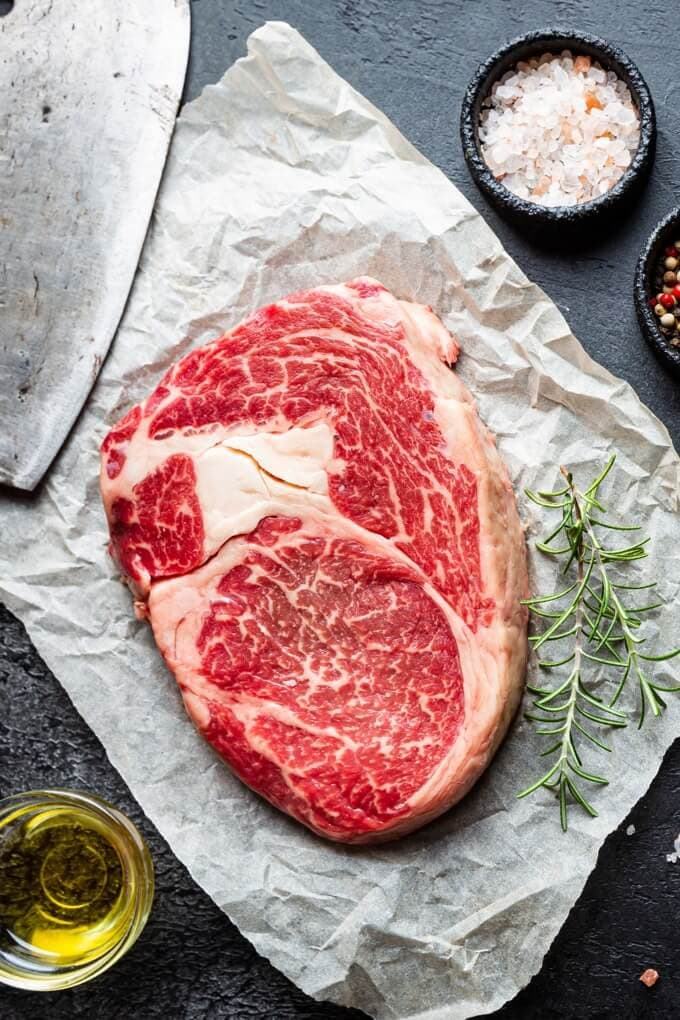 Raw Ribeye For Restaurant Style Keto Steak With Butter