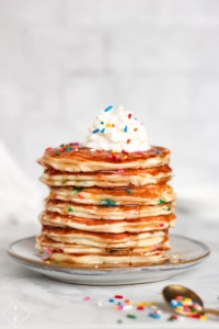 Keto Birthday Cake Protein Pancakes