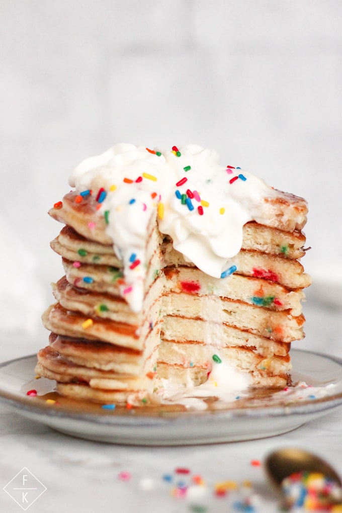 Keto Birthday Cake Protein Pancakes Slice 