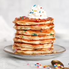 Keto Birthday Cake Protein Pancakes-image