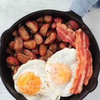 Keto Breakfast 'Potatoes' Radish Fauxtatoes With Eggs And Bacon