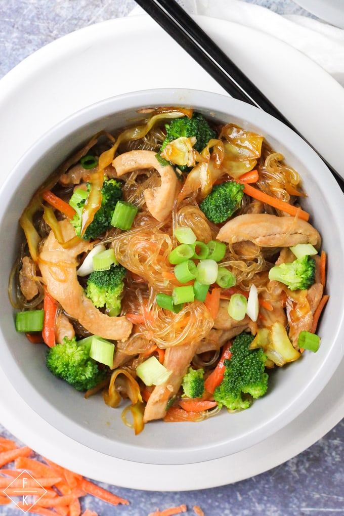 Keto Chicken Lo Mein With Kelp Noodles Close Up