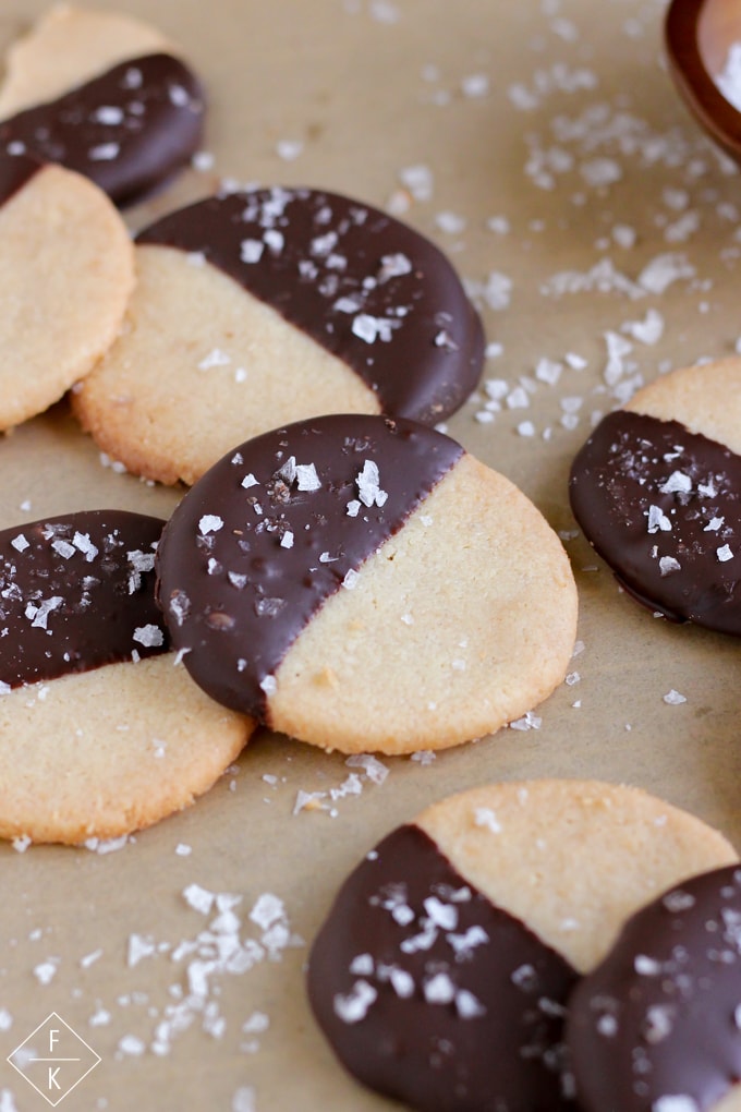 Keto Almond Flour Shortbread Cookies Dipped In Chocolate