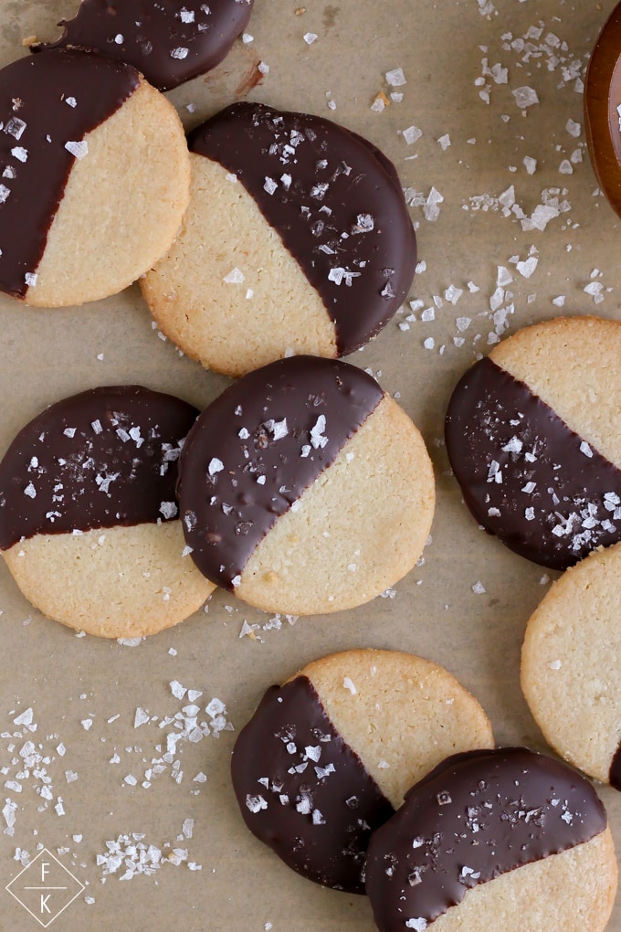 Keto Almond Flour Shortbread Cookies Dipped In Chocolate