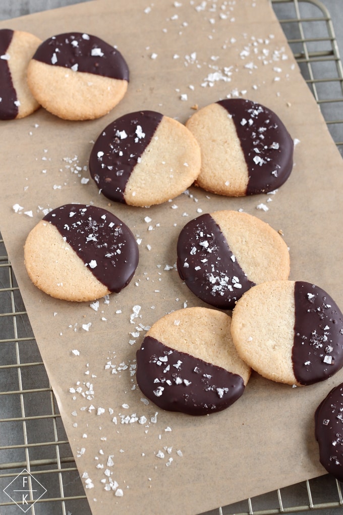 Keto Almond Flour Shortbread Cookies Dipped In Chocolate