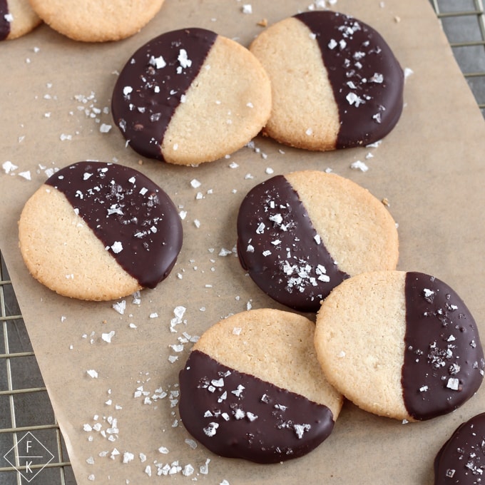 Keto Almond Flour Shortbread Cookies Dipped In Chocolate