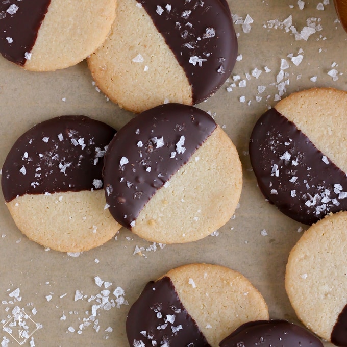 Keto Almond Flour Shortbread Cookies Dipped In Chocolate