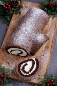 Keto Yule Log With Sugar-Free Chocolate Ganache