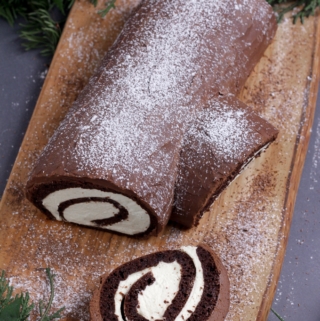 Keto Yule Log With Sugar-Free Chocolate Ganache