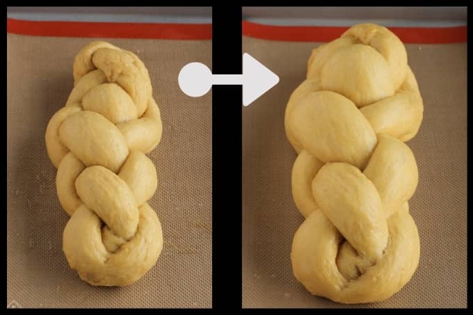 Low Carb Challah Bread Dough Before and After Rising